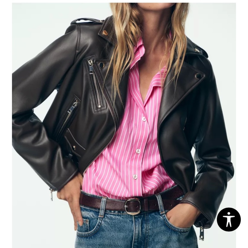 Zara Black Faux Leather Jacket